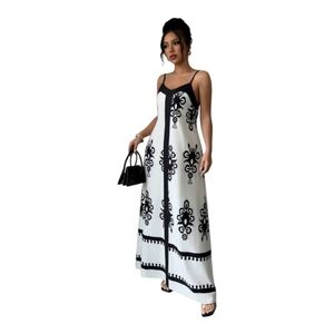 Elegant Black and White Maxi Dress